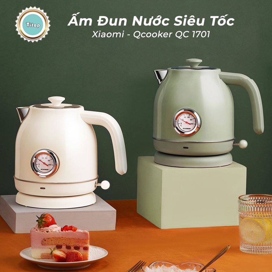 Ấm Đun Nước Siêu Tốc Qcooker Xiaomi Phong Cách Retro Cao Cấp Có Hiển Thị Nhiêt Độ [BẢO HÀNH 12 THÁNG]