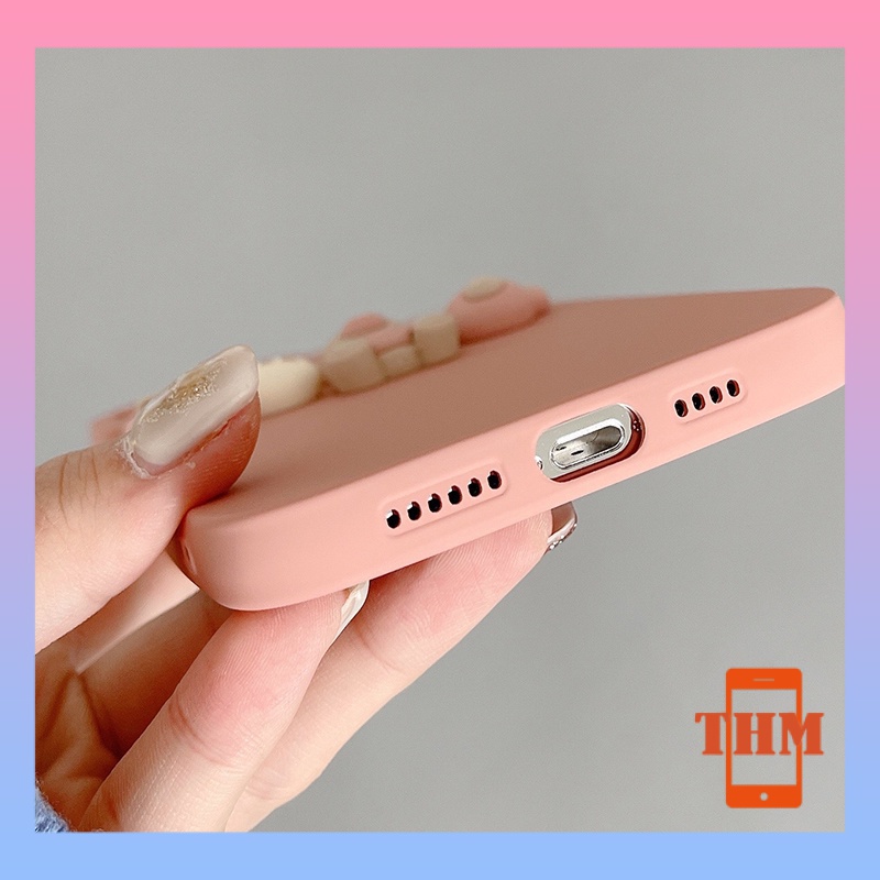 Ốp điện thoại gấu thỏ hồng xinh xắn cho iPhone 13Pro Max 13Pro 13 12ProMax 12Pro 12Mini 11 Pro Max X XS Max XR 7 8 Plus-034