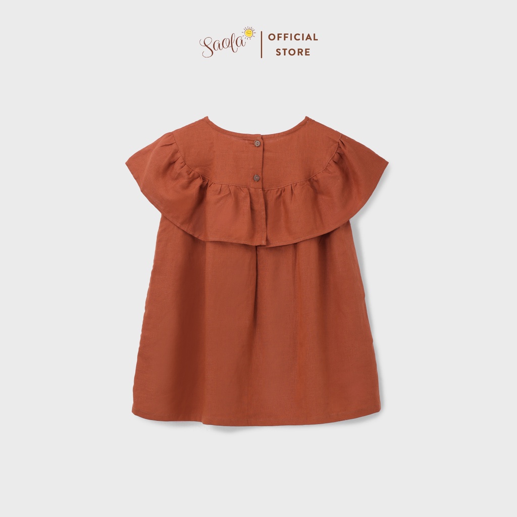 Đầm/ Váy Bé Gái Cổ Tròn Phối Bèo Chất Liệu Linen Thoáng Mát - MARION DRESS - DRL006 - SAOLA KIDS CLOTHING