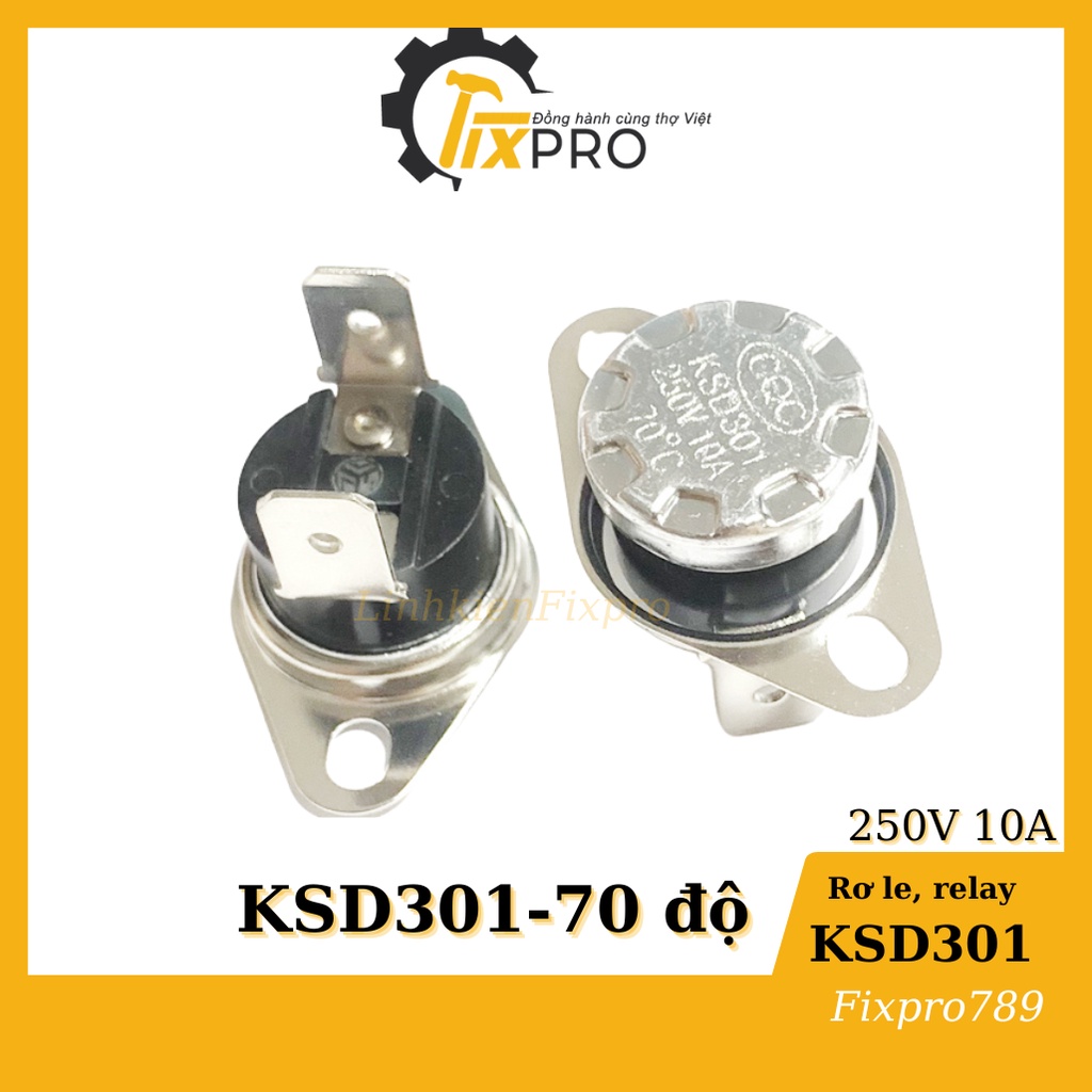 Rơ le nhiệt  từ 50-120 độ , Relay KSD301 250V 10A  thường đóng