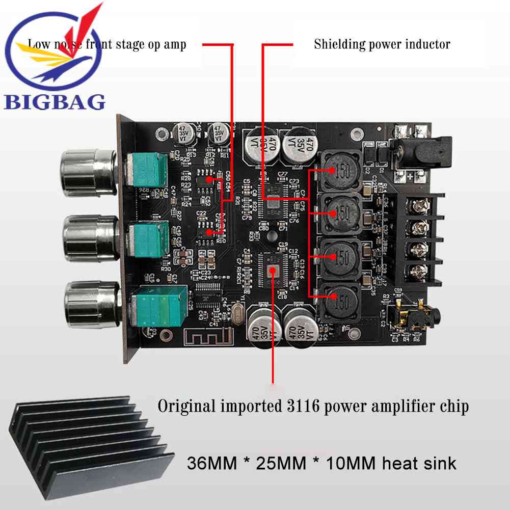 Bảng Mạch Khuếch Đại Âm Thanh ZK-1002T HIFI 2.0 Kênh 100Wx2 Chuyên Dụng