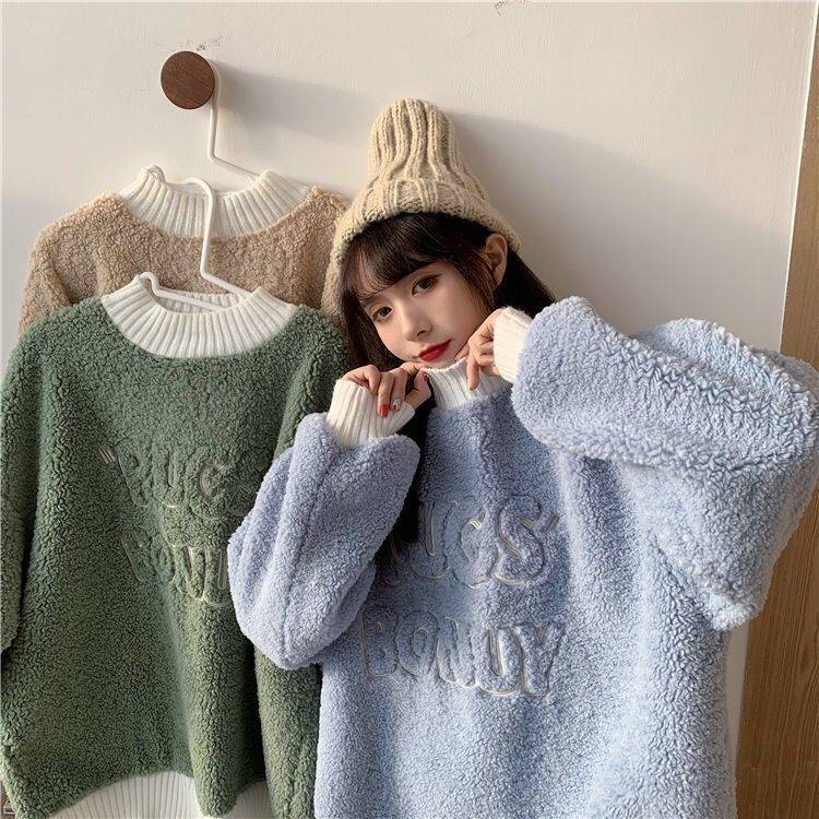 Áo Sweater Dáng Rộng Dài Vừa Phải In Chữ Thoải Mái Phong Cách Ngọt Ngào Dễ Thương Cho Nữ
