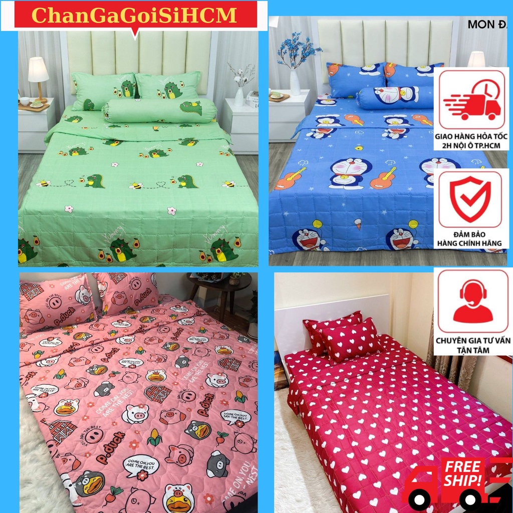 Bộ ga gối vỏ ôm 4 món Cottonpoly loại 1M/1M2/1M6x2M mẫu Quả Đào Hông  - changagoisihcm- Nhiều mẫu để lựa chon | BigBuy360 - bigbuy360.vn