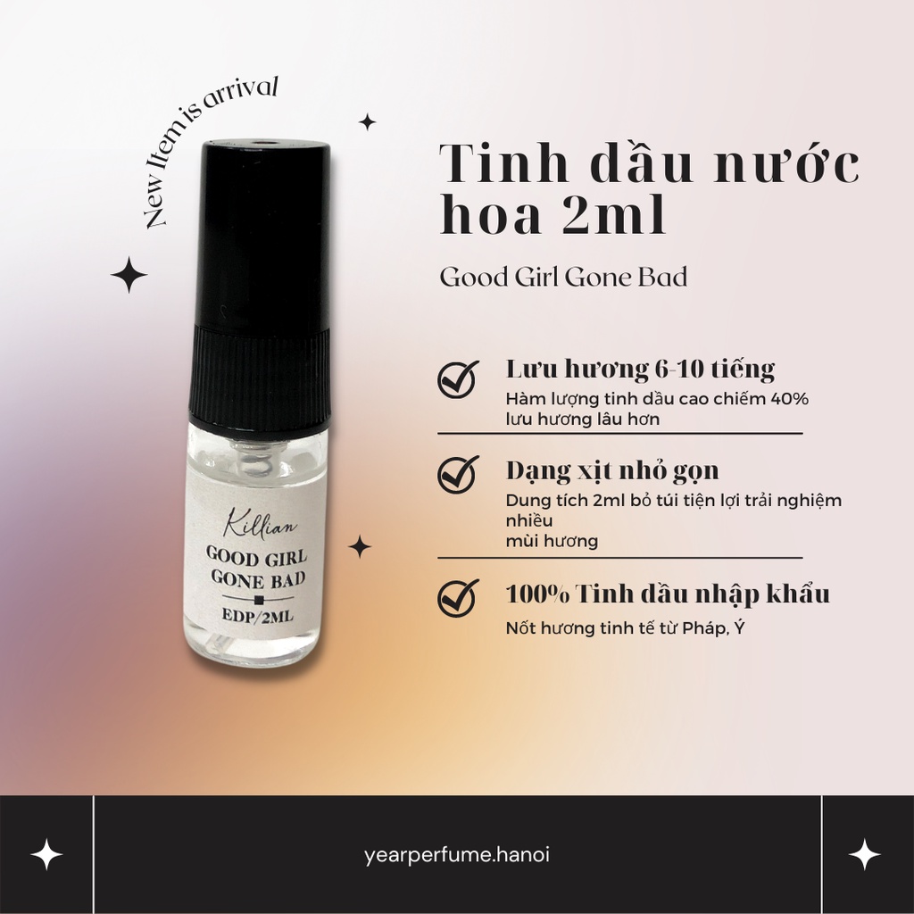 Tinh Dầu Nước Hoa Mini Nữ Thơm Lâu Quyến Rũ 2ml Lưu Hương 6-10 Giờ