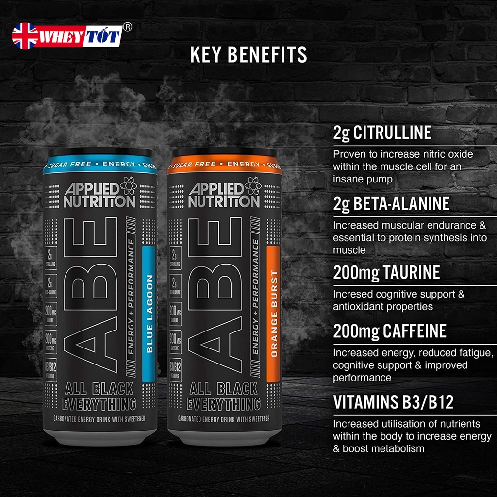 Nước uống tăng lực Applied Nutrition ABE tăng sức bền, hỗ trợ vận động thể thao 330ml