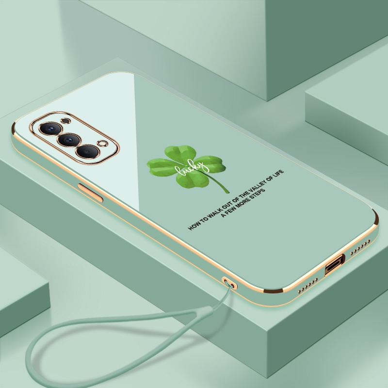 Ốp Điện Thoại Siêu Mỏng Mạ Điện Họa Tiết Cỏ Bốn Lá Dành Cho oppo reno3 reno3 pro reno4 4G reno4 5G reno4 pro
