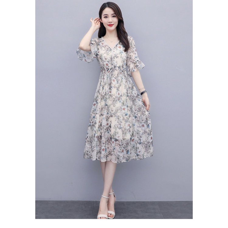 Đầm trung niên WOBE sang trọng cho mẹ bigsize thiết kế dáng xòe đẹp cao cấp dự tiệc P09