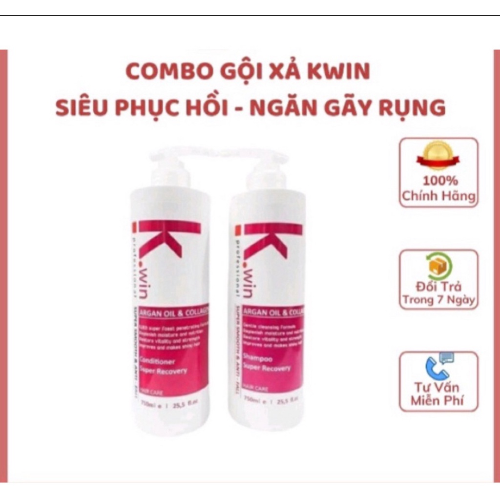 Cặp Gội Xả KWIN PROFESSIONAL Phục Hồi Hư Tổn, Siêu Mềm Mượt Ngăn Gàu, Ngăn Gãy Rụng, Hương Nước Hoa.