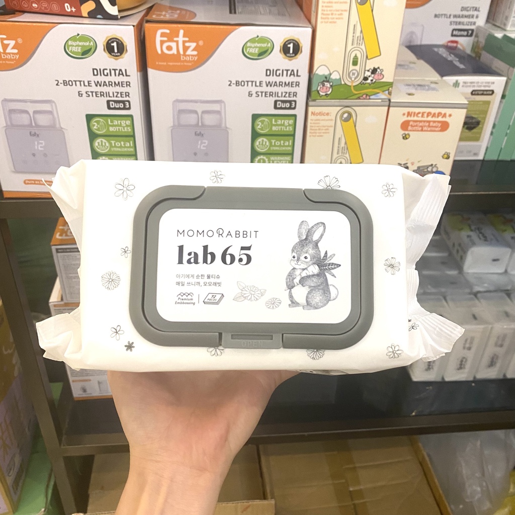 Khăn Ướt Momo Rabbit Sợi Thiên Nhiên Cao Cấp Hàn Quốc Lab65 loại 72 tờ