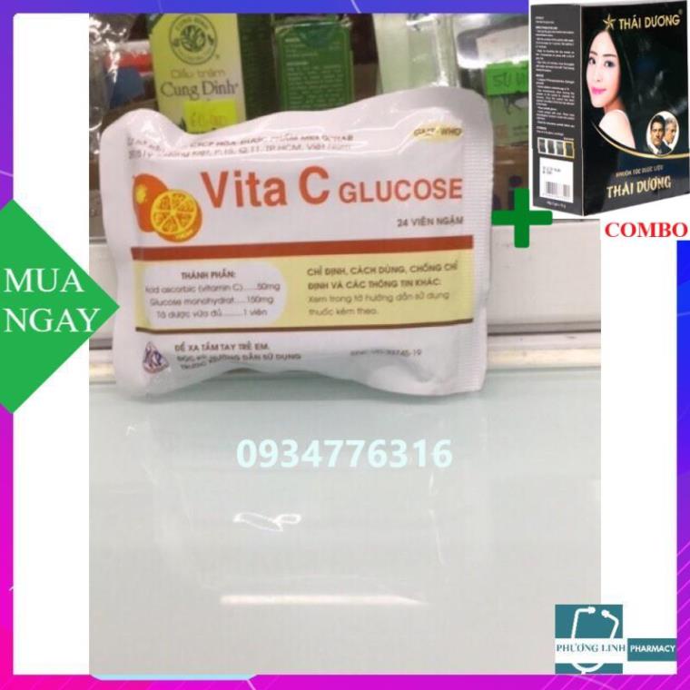 Combo Gội Là Đen Thái Dương+ kẹo Ngậm Bổ Sung VitaminC -Vita C