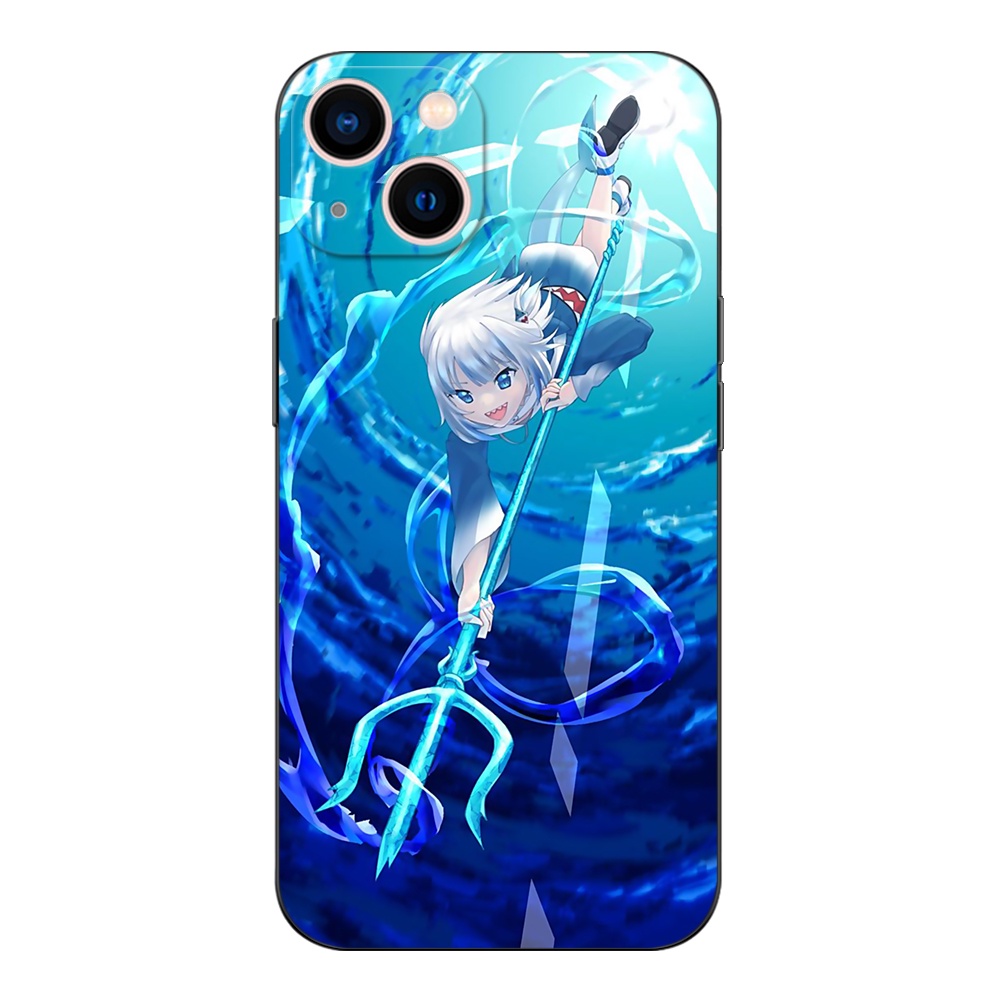 Ốp Điện Thoại tpu Màu Đen In Họa Tiết Hoạt Hình Gawr Gura Cho iphone 5s 5 s SE 2020 2016 6s 6 s 7 8 plus