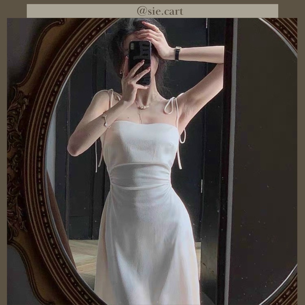 Đầm Lụa Đi Tiệc 2 Dây Khoét Eo Dáng Dài