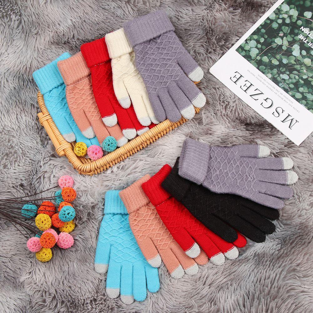 LEILY Găng Tay Len Hở Ngón Giữ Ấm Thiết Kế Mới