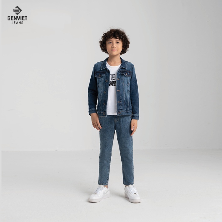[Mã FATOP12 giảm 30K đơn 150K] Áo Khoác Jeans Bé Trai Genviet Kids N6121J8058