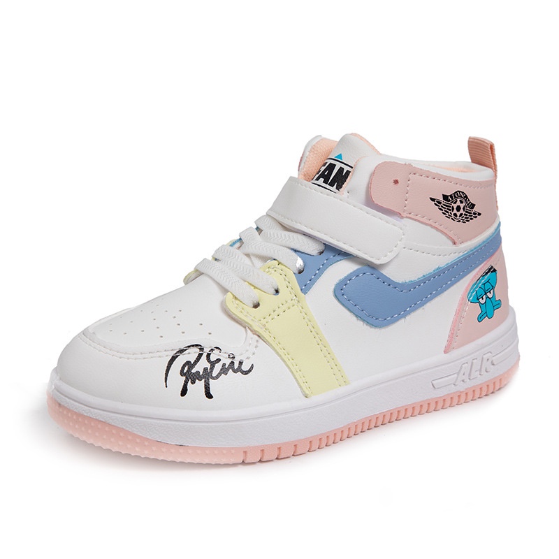 Girls board shoes new Korean version of children's sports leather single shoes cartoon solid soft bottom boys' running shoes tide