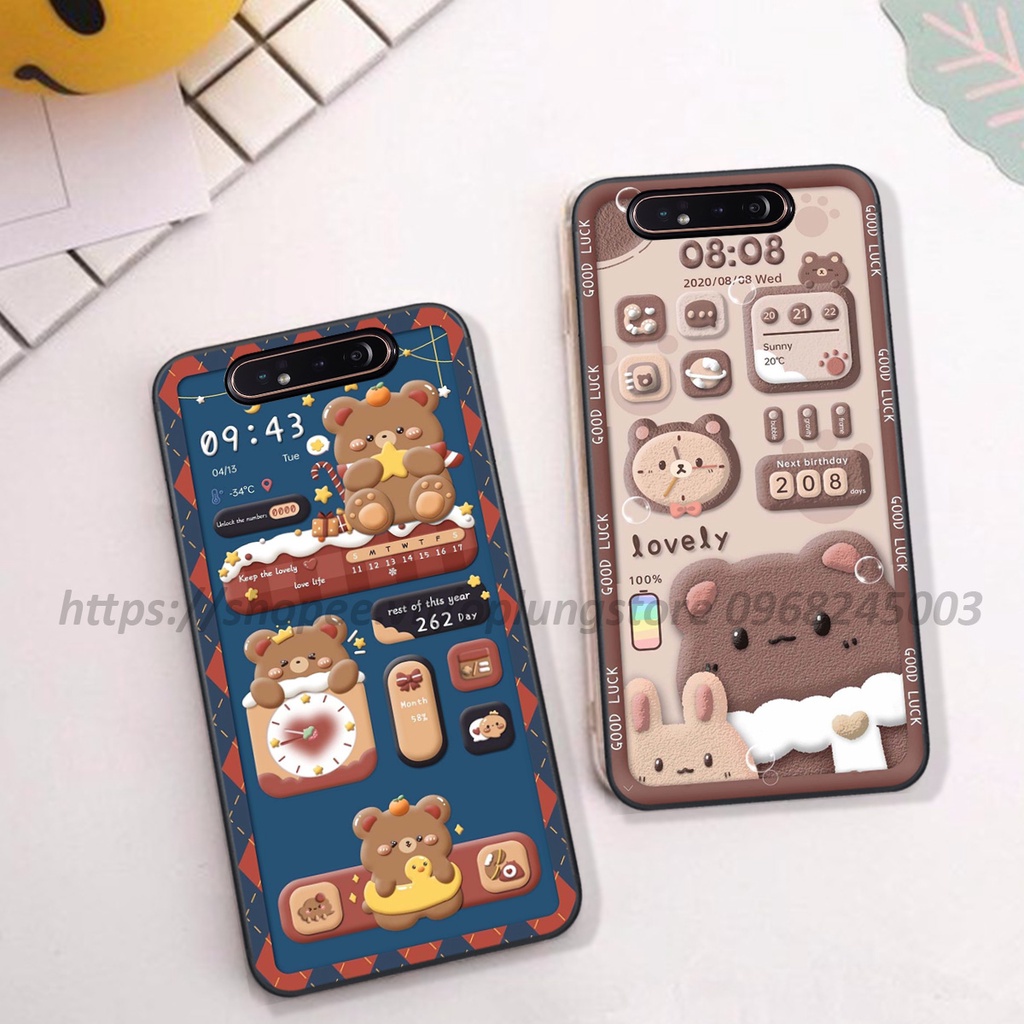 Ốp Samsung A80 bộ hình bear lovely,merry christmas,space,mill tea cute