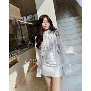 And Casually / Set sơ mi pha ren + cv chữ A