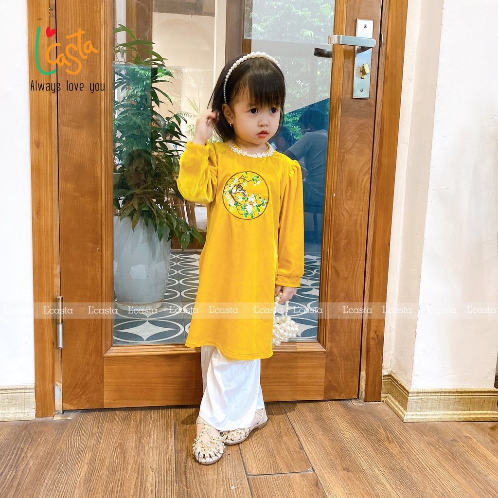 Áo dài nhung cho bé gái từ 1 đến 10 tuổi LCasta AD0008