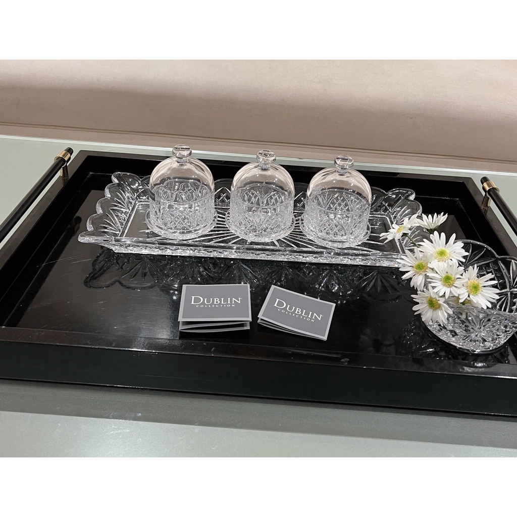 Set 3 Dome Pha Lê Để Bơ, Bánh Kem, Hoa Quả Godinger Dublin - Hàng Chính Hãng Mua tại Đức