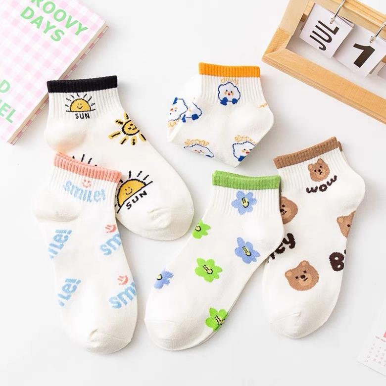 Tất Smile cổ ngắn nữ Softie, vớ nữ chất vải cotton co giãn bốn chiều thoáng khí tt6