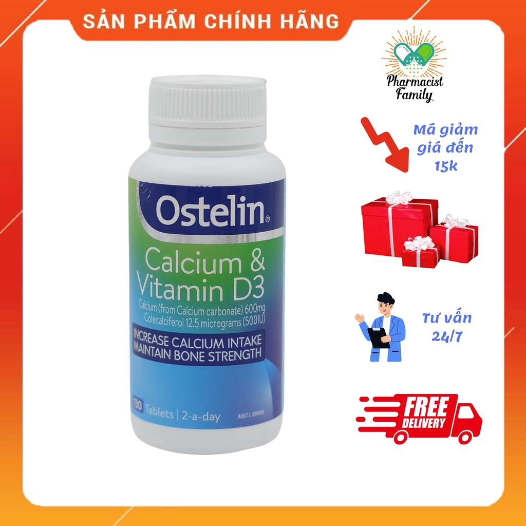 [ÚC] Thực Phẩm Bổ Sung Canxi Ostelin Calcium - Vitamin D3 130 Viên - Date 2024