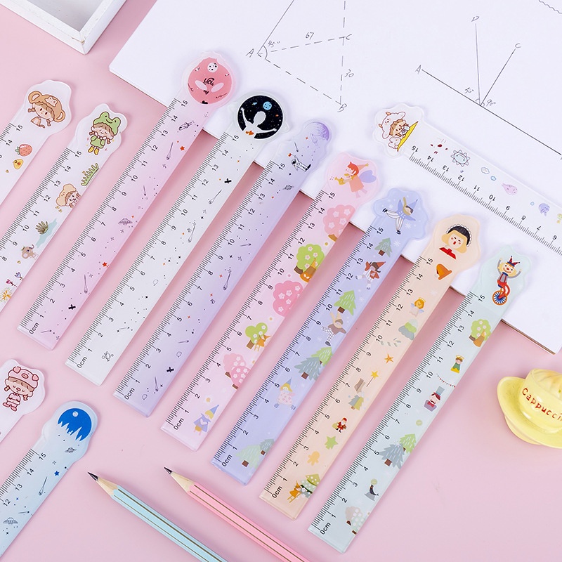 Thước Nhựa Thẳng 15cm Họa Tiết Hoạt Hình Dễ Thương Đa Ứng Dụng