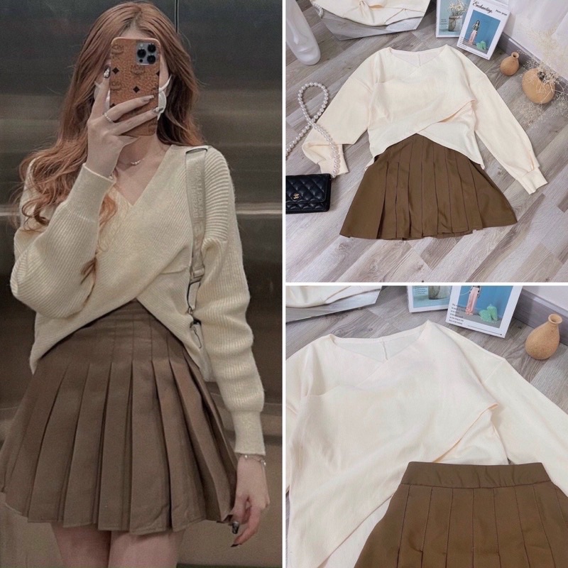 Set chân váy + áo vạt chéo 🥰