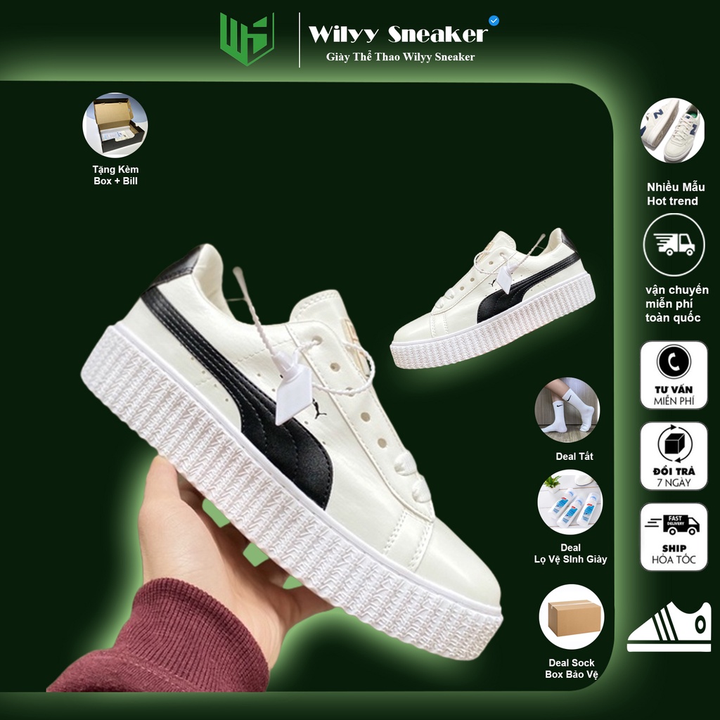 Giày thể thao nam nữ trắng WILYY, giày độn đế cổ thấp chuẩn form đủ size 36 - 39 fullbox + bill