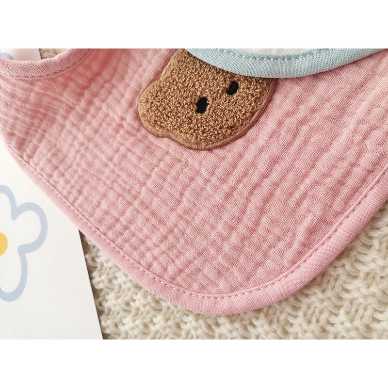 Yếm Xô Muslin Quàng Cổ Cho Bé Hoạ Tiết Gấu
