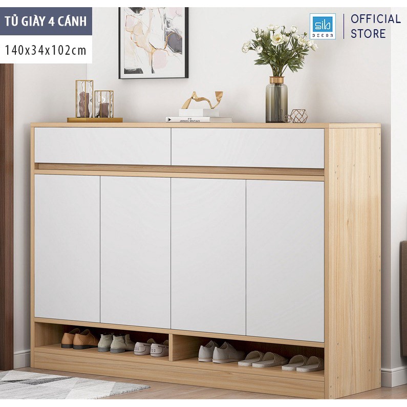 Tủ Giày Gỗ Đơn Giản Mà Đẹp Đa Dạng Kích Thước, Phù Hợp Đặt Tại Lối Vào Phòng Khách Thương Hiệu SIB Decor