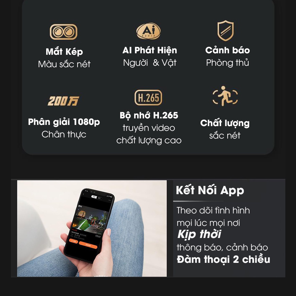 Camera Wifi Ezviz C3X Ngoài Trời Thông Minh, Có Màu Ban Đêm 2MP 1080P Full HD