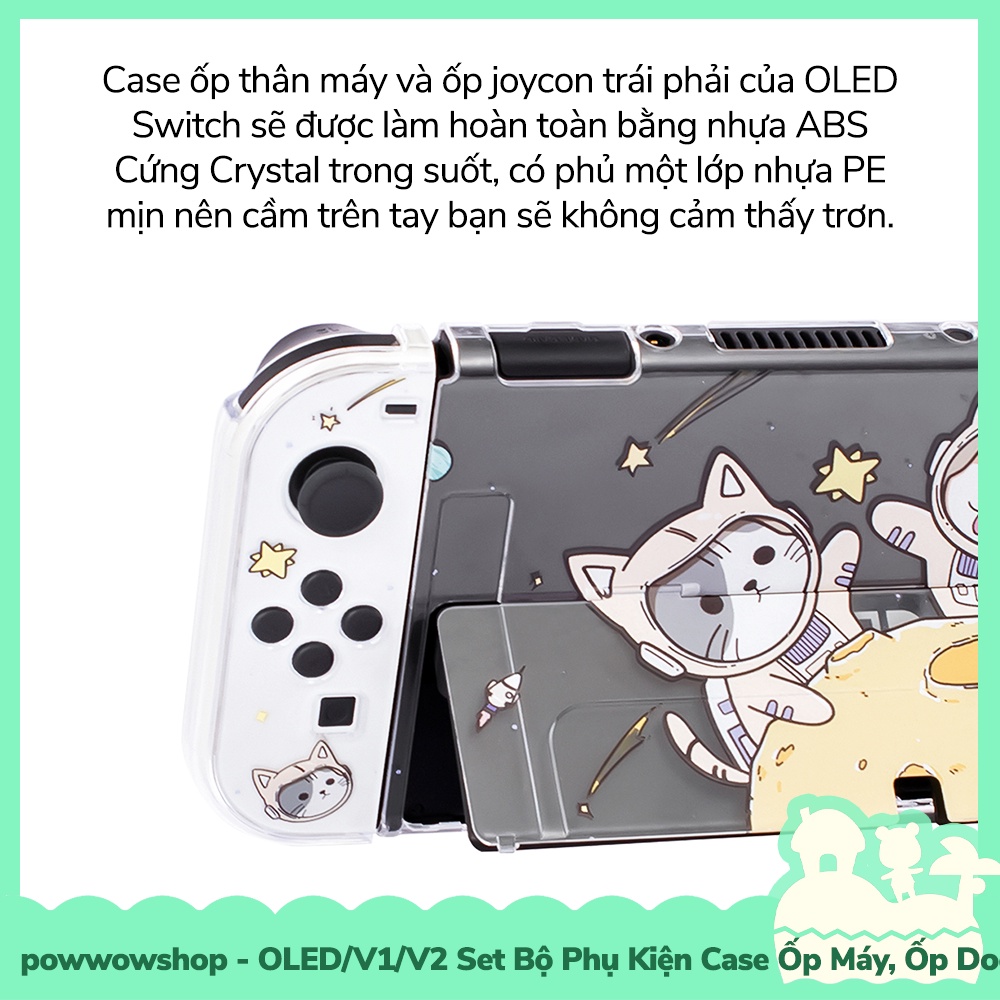 [Sẵn VN - Hỏa Tốc] Oled/V1/V2 Set Bộ Phụ Kiện Case Máy, Case Dock Nintendo Switch Mẫu Shiba &amp; Cat Astronaut