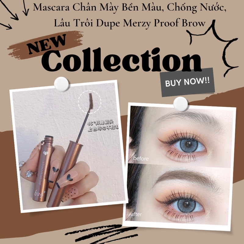 Mascara Chân Mày Bền Màu, Chống Nước, Lâu Trôi Dupe Unny Club Browcara