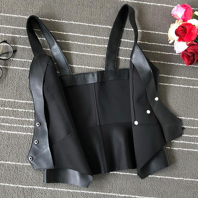 Áo Da PU Không Tay Ôm Dáng Thời Trang Xuân Thu Cá Tính Cho Nữ