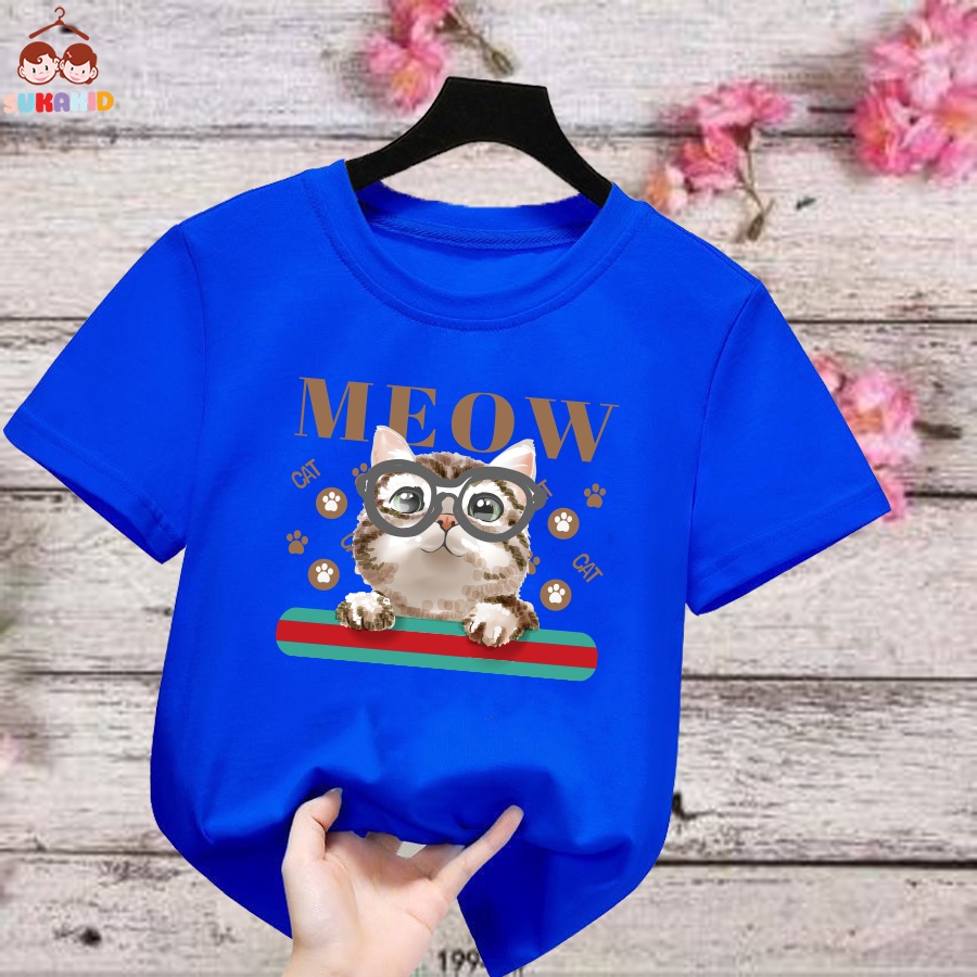 Áo thun trẻ em hình mèo meow Bé trai và gái.áo cho bé từ 6kg-30kg.AL58.