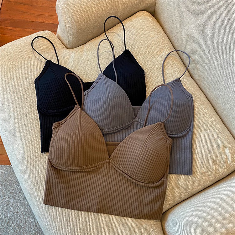 Áo Bra 2 Dây Gân Tăm Co Dãn Đệm Mút Nâng Ngực Quyến Rũ BB1833