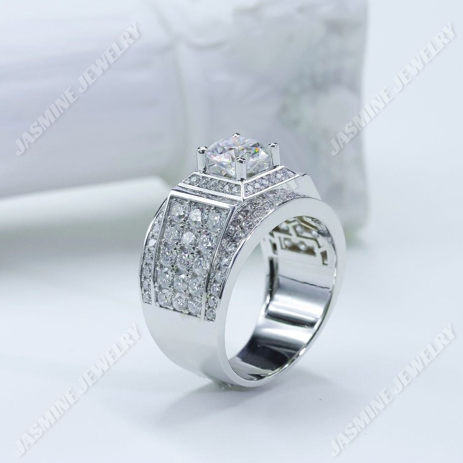 Nhẫn nam kim cương nhân tạo moissanite chủ 7.2 ly - Mẫu 5