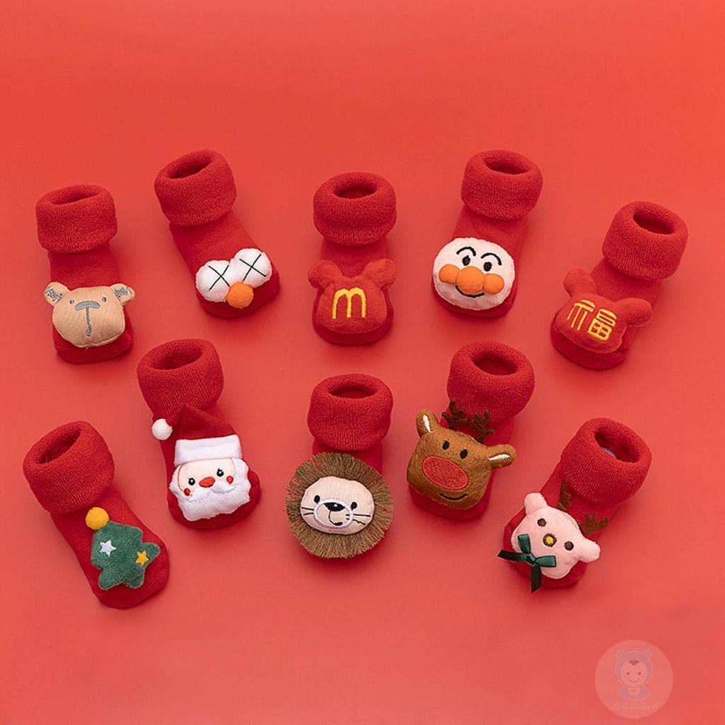 Tất Chống Trượt In Hoạt Hình Giáng Sinh Dễ Thương Cho Bé Tập Đi LAA6