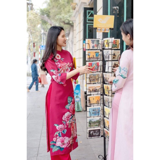 🥰áo dài tơ  4 tà  đẹp mềm mịn xuông vải hàng thiết  kế hoa thêu cao cấp đẹp giá rẻ🥰