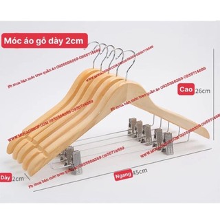 1 Móc áo gỗ có kẹp treo quần áo dày 2cm