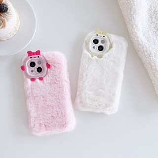 Ốp Điện Thoại Phủ Lông Hình Quái Vật Nhỏ Dễ Thương Cho iPhone 14 Pro Max 14 14 Plus 13 Pro Max 12 Pro Max 12 11 Pro Max