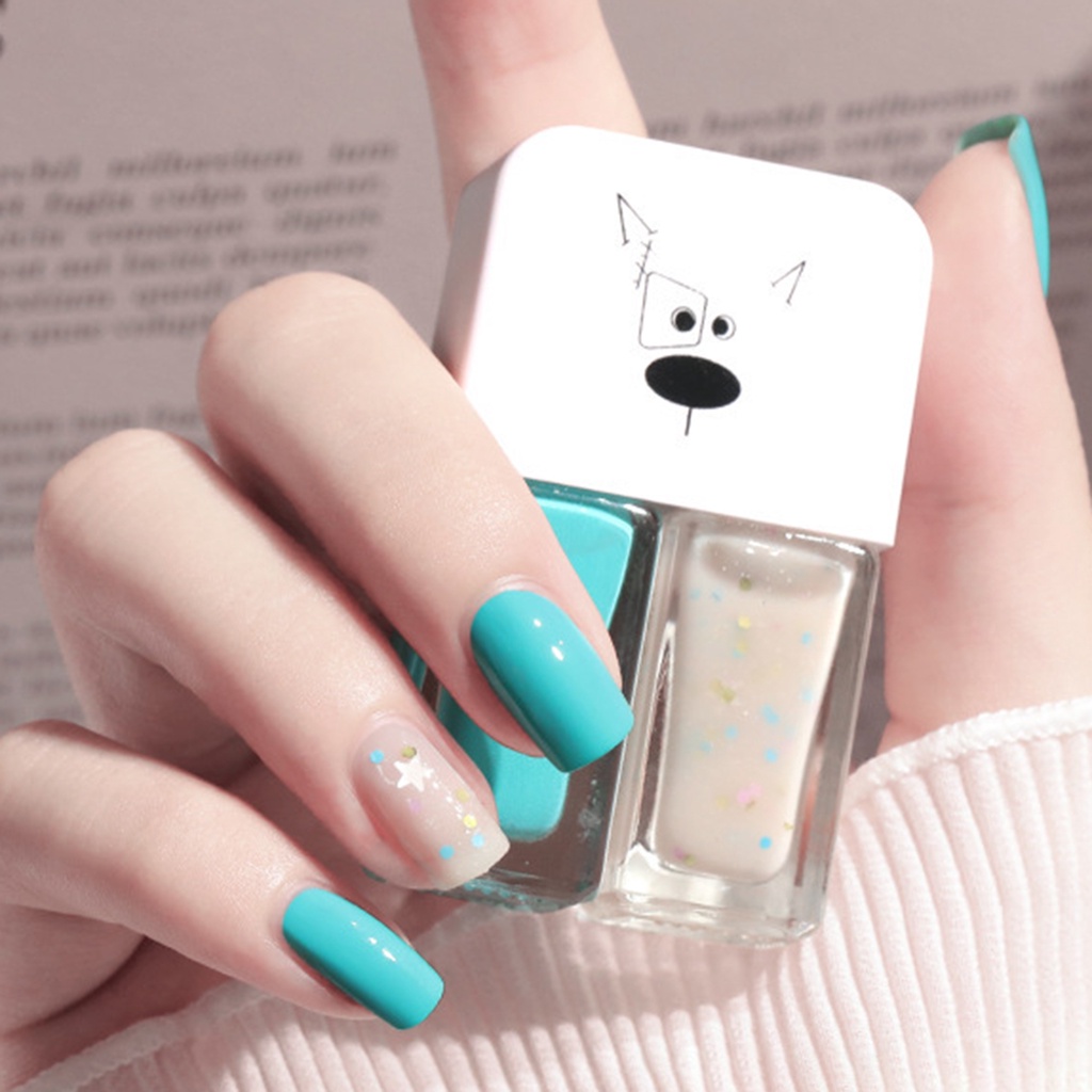 Bộ 2 Lọ Sơn Móng Tay 6ml x 2 Trong 1 Bằng Nhựa Resin Khô Nhanh Chống Nước Làm Đẹp