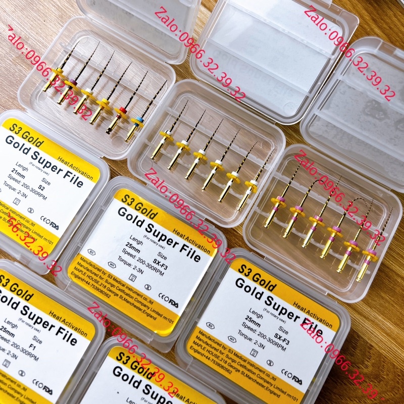 Trâm máy nội nha Dẻo- kháng gãy S3 Gold File máy nội nha dẻo File máy S3 Gold Trâm máy S3 Gold