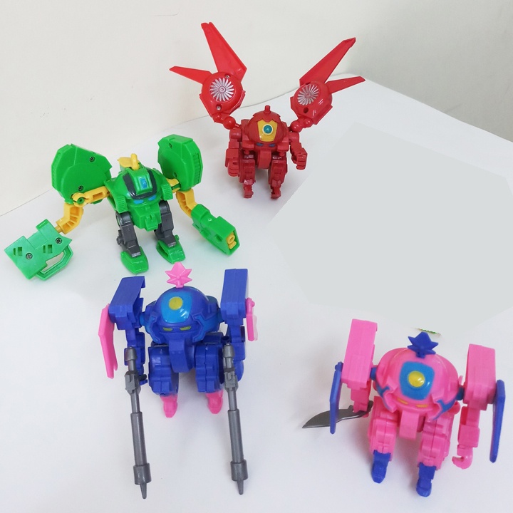 Bộ 4 rô bô trái cây bằng nhựa 4 màu, có khớp xoay làm robo có thể đổi tư thế. 5501Rx4