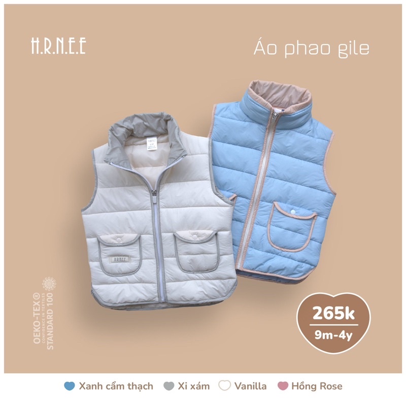 Hrnee - Áo gile phao bông cao cấp thời trang thu đông cho bé