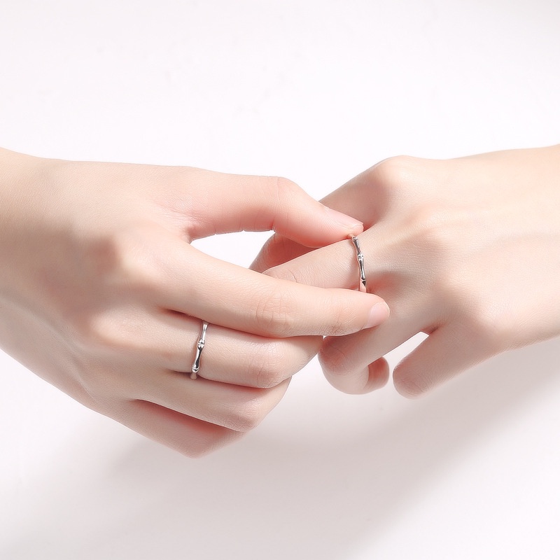 Nhẫn Đôi Mạ Bạc Lụa Xanh Lá Cây Thắt Nút Tre Tình Yêu Mỗi Cặp Cho Nam Và Nữ