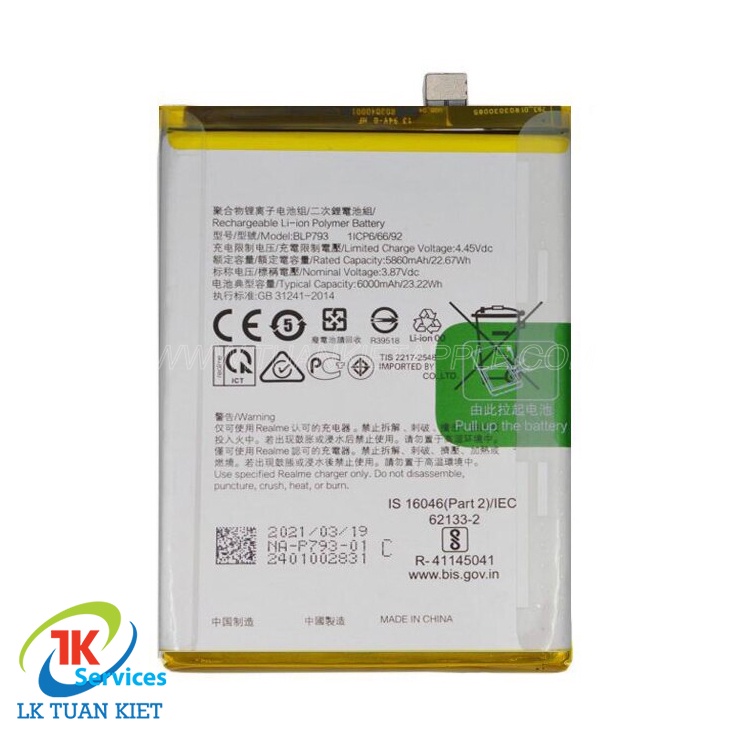 Pin Oppo BLP757 - Oppo Realme 6 / 6Pro / 6i / 6s (6000mAh) Dung lượng chuẩn bảo hành 1 đổi 1