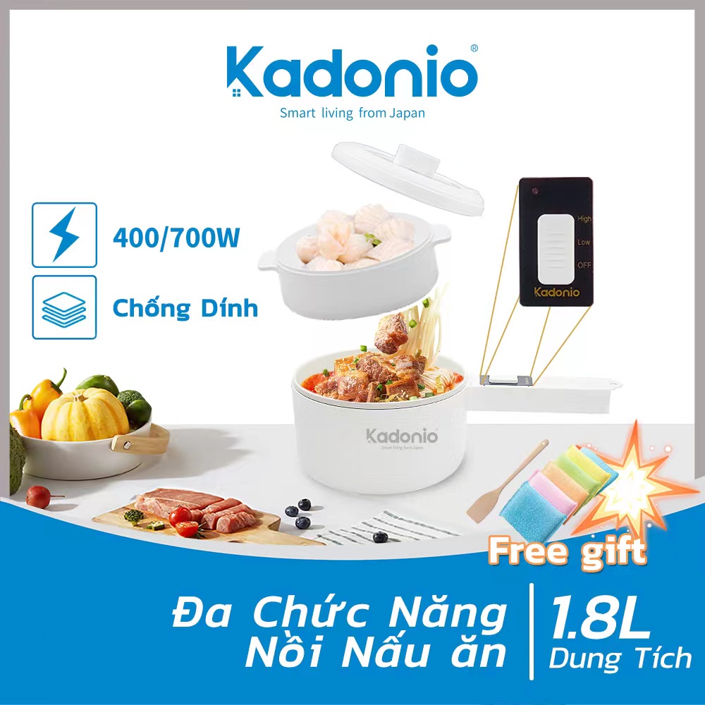 KADONIO Nồi Lẩu Điện Đa Năng Hấp Điện Nồi Nấu Đa Năng Nồi Nấu Điện Chảo Chống Dính Hấp / Luộc / Lẩu / Chiên / Hầm Điều Chỉnh Kéo-Đẩy Kl-EP02