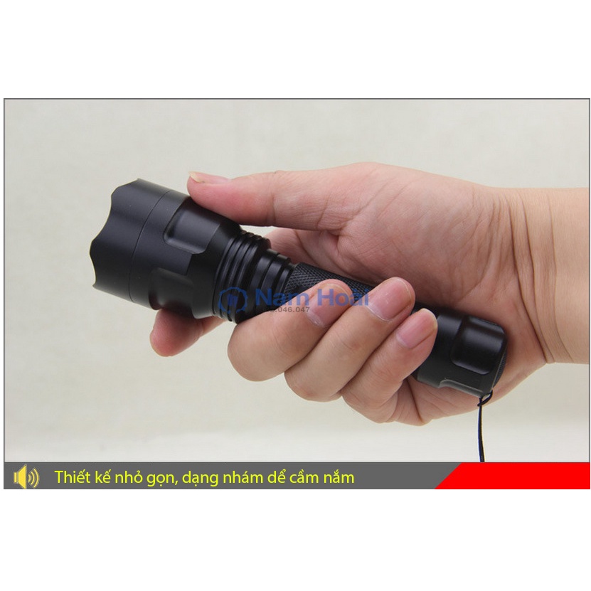 Đèn pin siêu sáng LED UltraFire C8 chống nước cao cấp full phụ kiện
