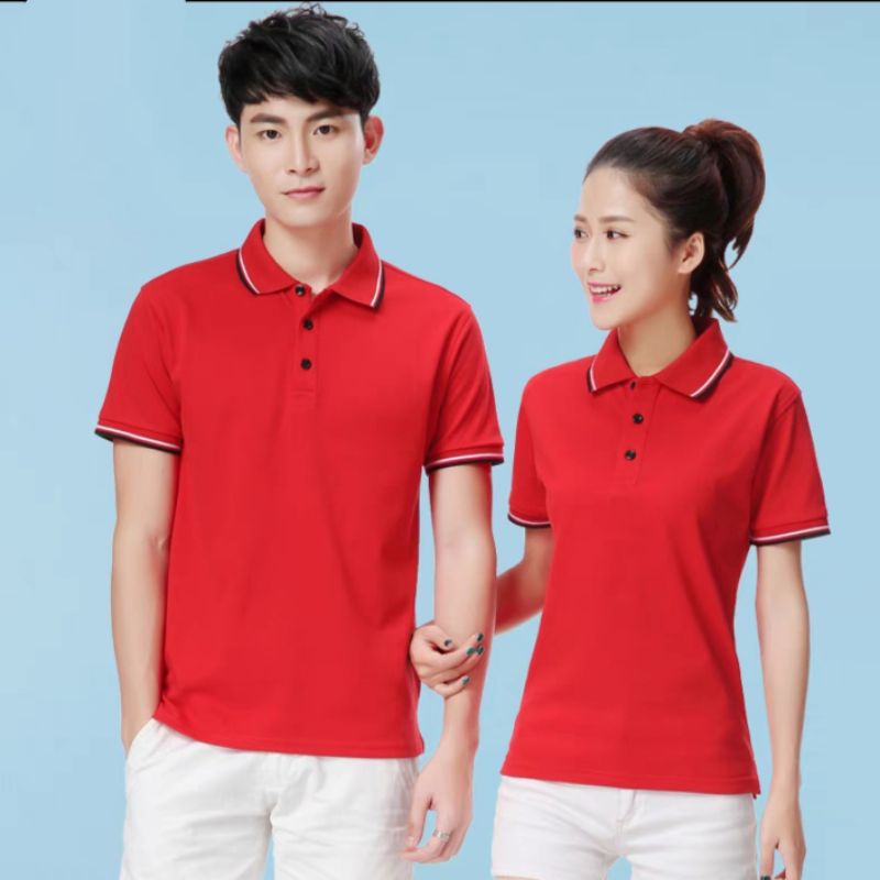 ÁO POLO CHẤT POLY PHỐI SỌC - ĐỎ TƯƠI BT4